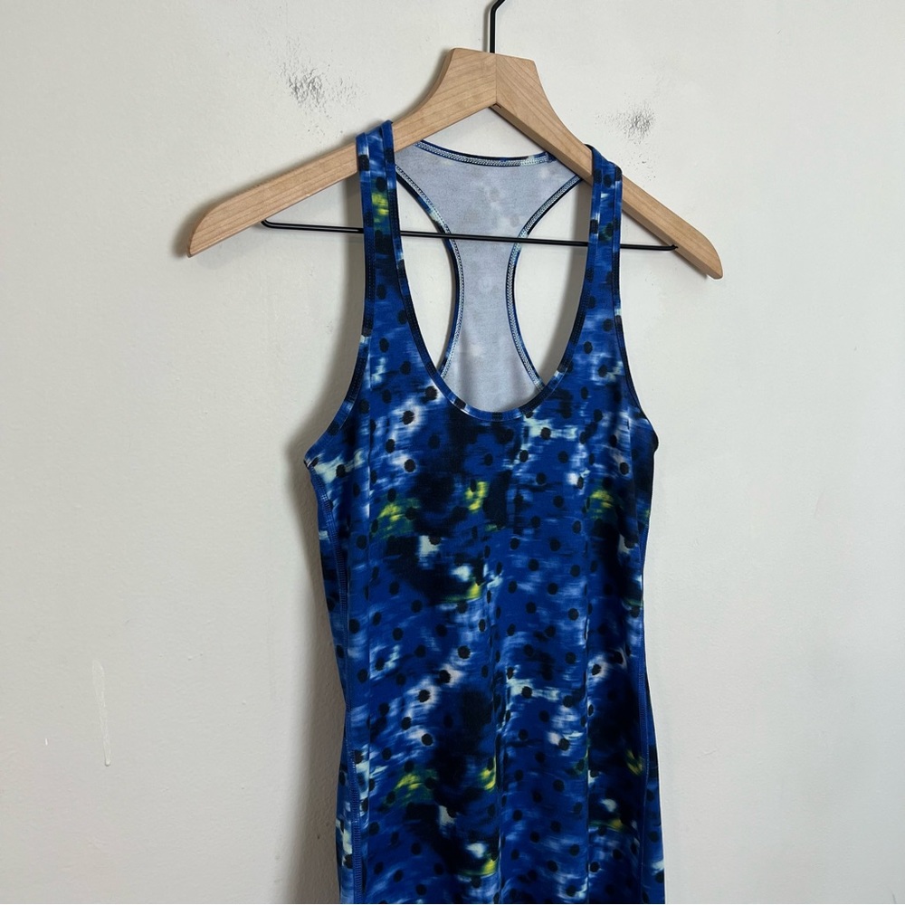 LULULEMON- Cool Racerback Windy Blooms Saphire Blue Multi Workout Tank Training - Picture 4 of 6